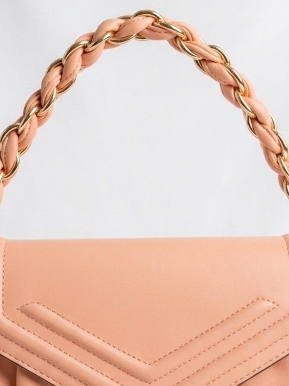 Aldo Peachy Pink Quilted Flap Shoulder Bag with Braided Chain Handle - Picture 3 of 12